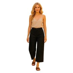 Maeve Anthropologie The Colette Black Linen Pants 27 High Rise Wide Leg Beach